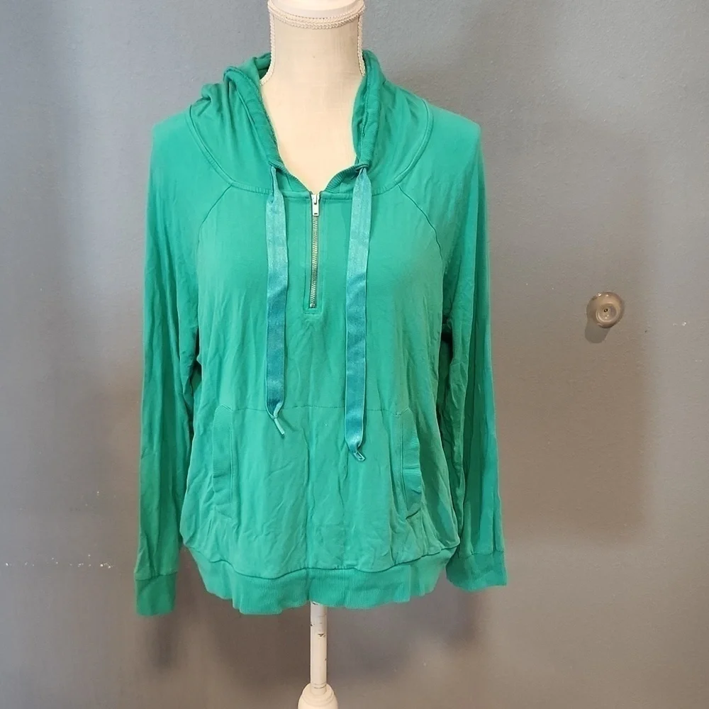 Victoria's Secret Moda International green slouchy quarter zip hoodie